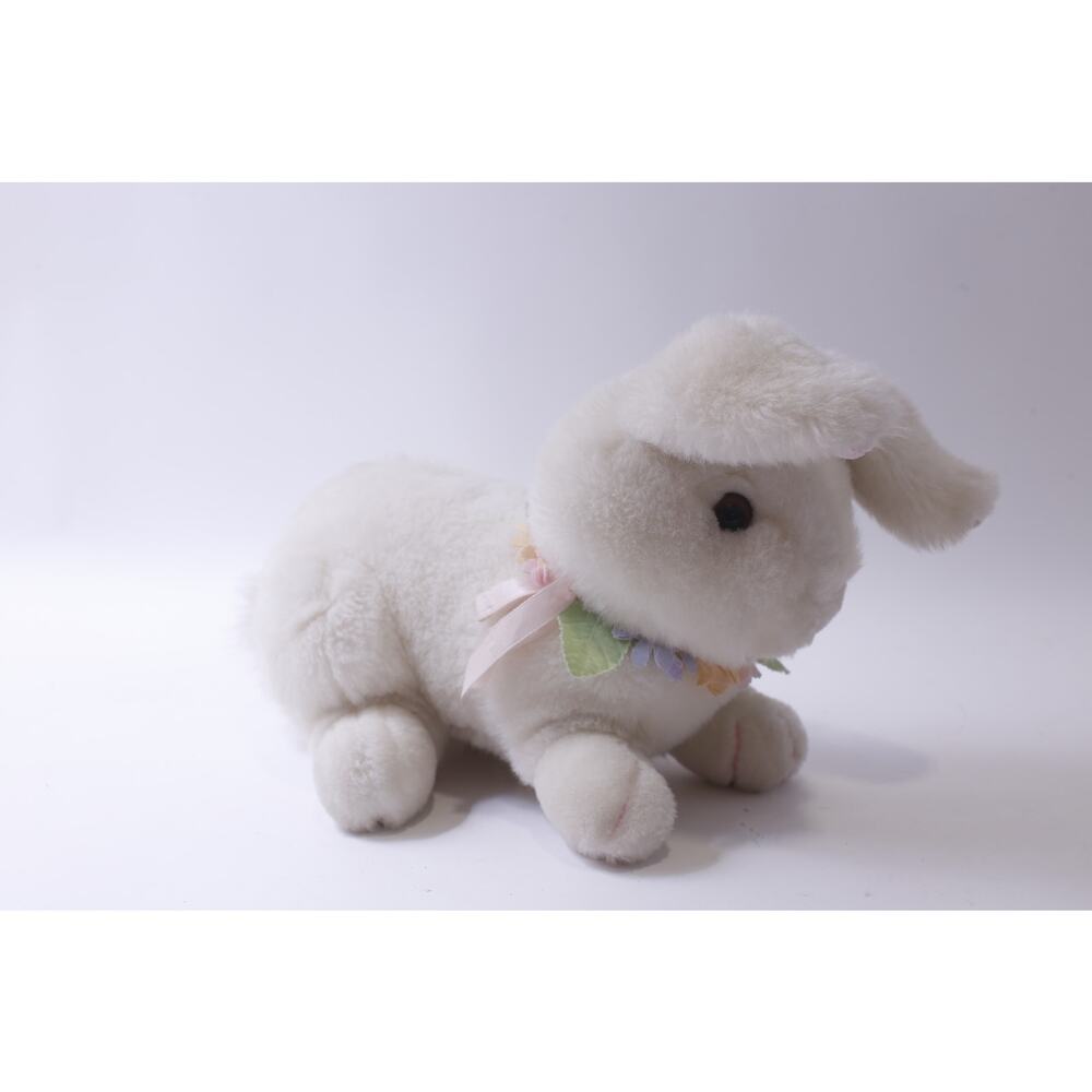 Easter Bunny, Medium Plush, Floral Collar, Stuffed Animal, ~ 241211-WH M-17-11